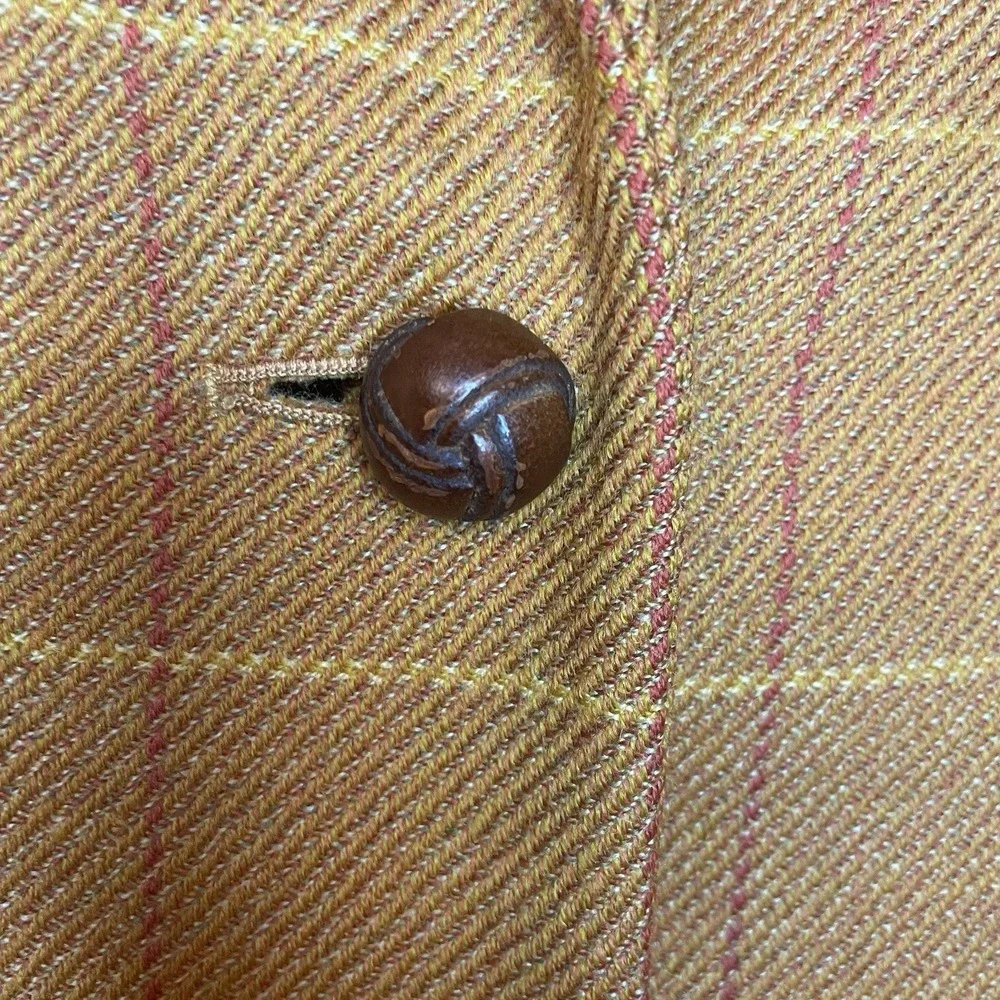 Vintage BURBERRYS of London Woman Size 12 Blazer‎ 90s Wool Leather Button Plaid